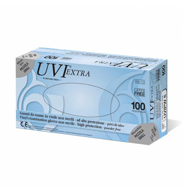 Guanti monouso in vinile elast. senza polvere U.VI EXTRA  - 100 pz.