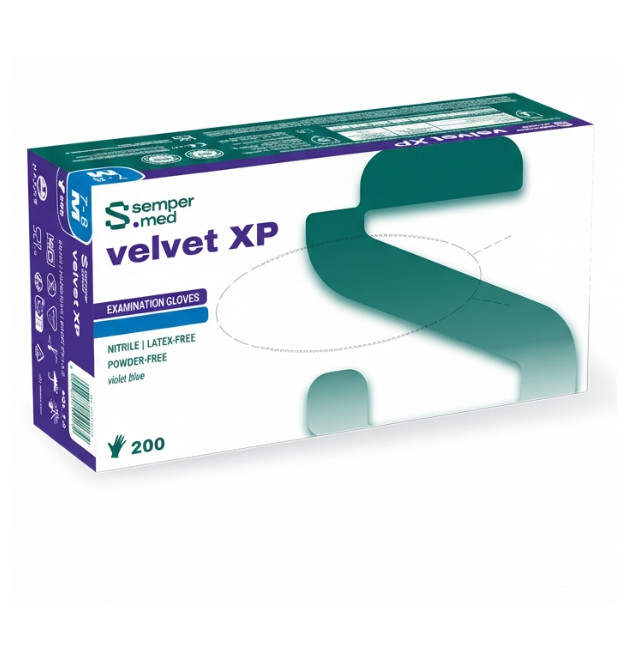 GUANTI NITRILE SEMPERMED P.FREE Velvet XP mis. SMALL Conf. 200 pz